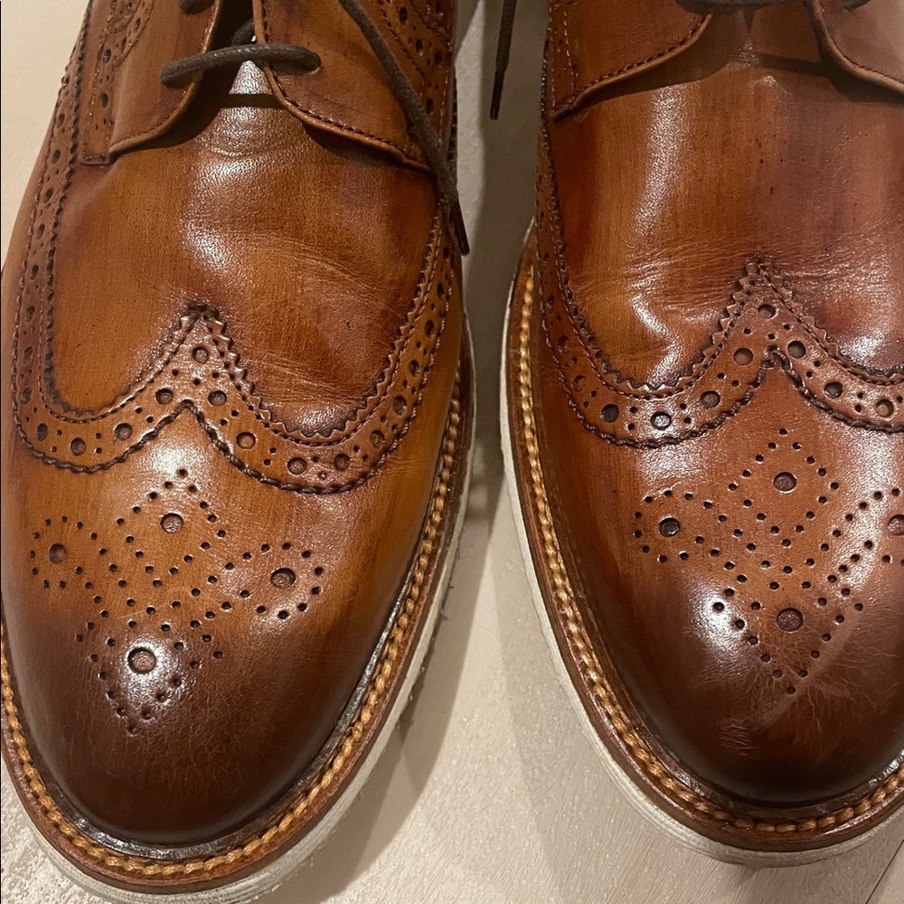Trask Italian Wingtip Sport Shoe Vintage Finished in Cognac 11.5 - Picture 5 of 12
